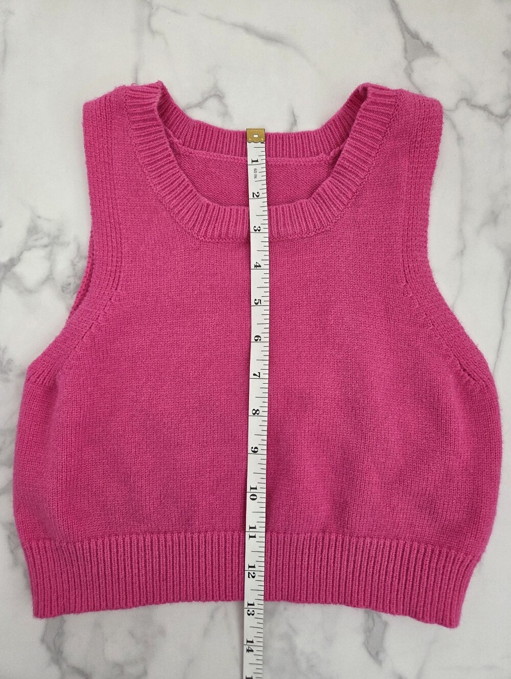 Hot Pink Knit Sleeveless Crop Top Vest Size Small - Picture 13 of 14